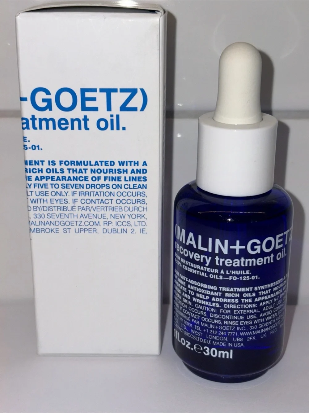 MALIN+GOETZ Recovery Treatment Oil - Blue & White Dropper Bottle